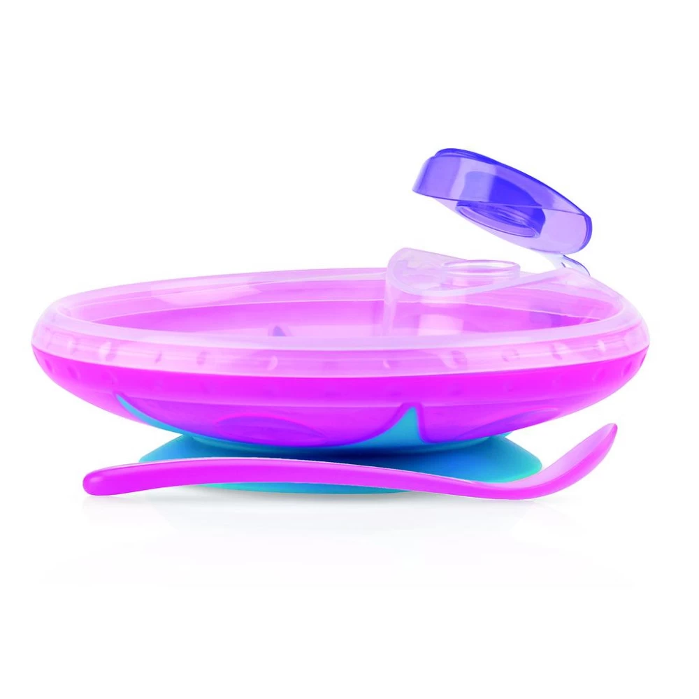Nuby Warmhoudbord Met Lepel - 3m+ Roze 3 Nuby Warmhoudbord Met Lepel - 3m+ Roze