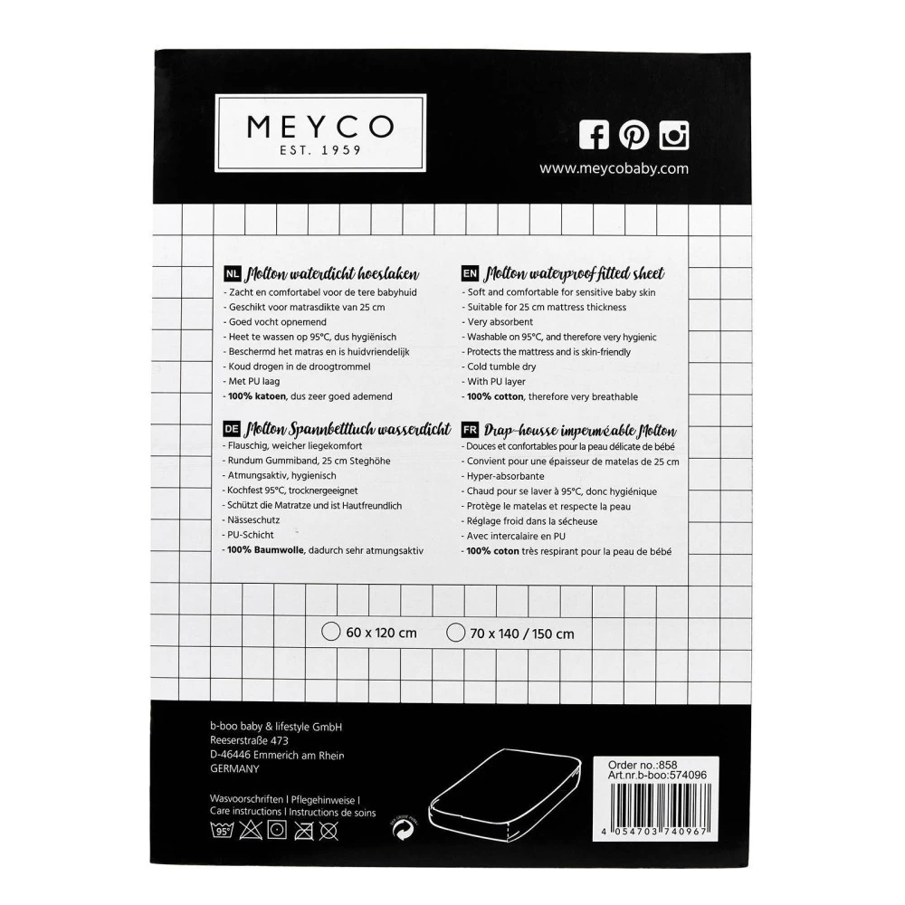 Meyco Molton Waterdicht Hoeslaken 60 X 120 Cm 4 Meyco Molton Waterdicht Hoeslaken 60 X 120 Cm - Afbeelding 2