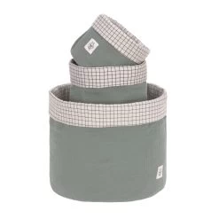 LÄSSIG Laessig Opbergmanden Set 3 Stuks Muslin Green, 100% Organisch Katoen 10 LÄSSIG Laessig Opbergmanden Set 3 Stuks Muslin Green, 100% Organisch Katoen -Babyproducten Verkoop image 24271