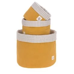 LÄSSIG Laessig Opbergmanden Set 3 Stuks Muslin Mosterd, 100% Organisch Katoen -Babyproducten Verkoop image 24281