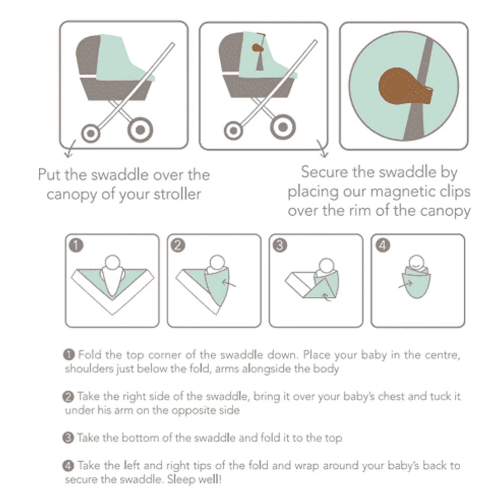 Cloby Set Swaddle Met Clips Brown 6 Cloby Set Swaddle Met Clips Brown - Afbeelding 4