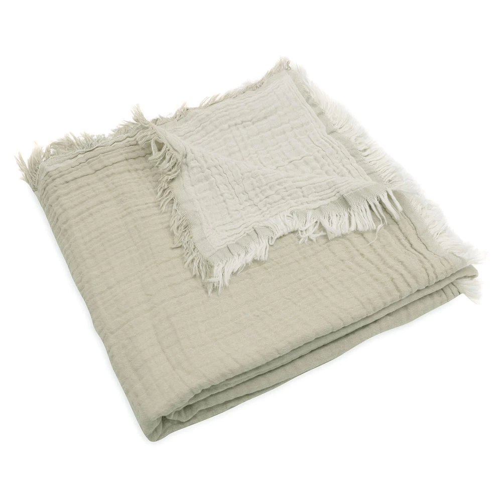 Jollein Ledikantdeken 120 X 120 Cm Fringe Olive Green 4 Jollein Ledikantdeken 120 X 120 Cm Fringe Olive Green - Afbeelding 2